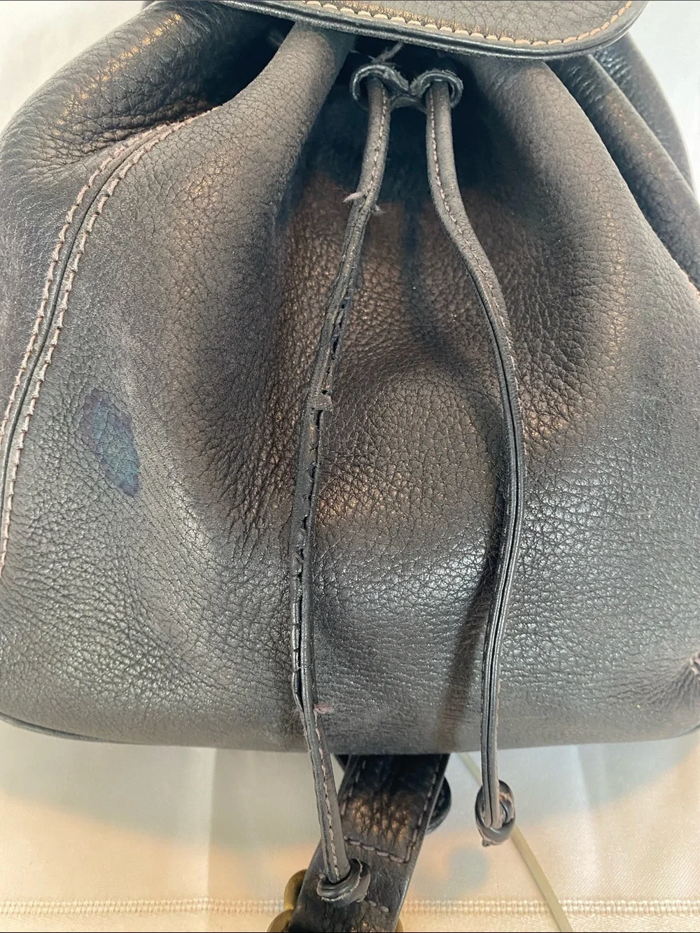 Vintage Coach 4911 Black Pebbled Leather Drawstring Backpack